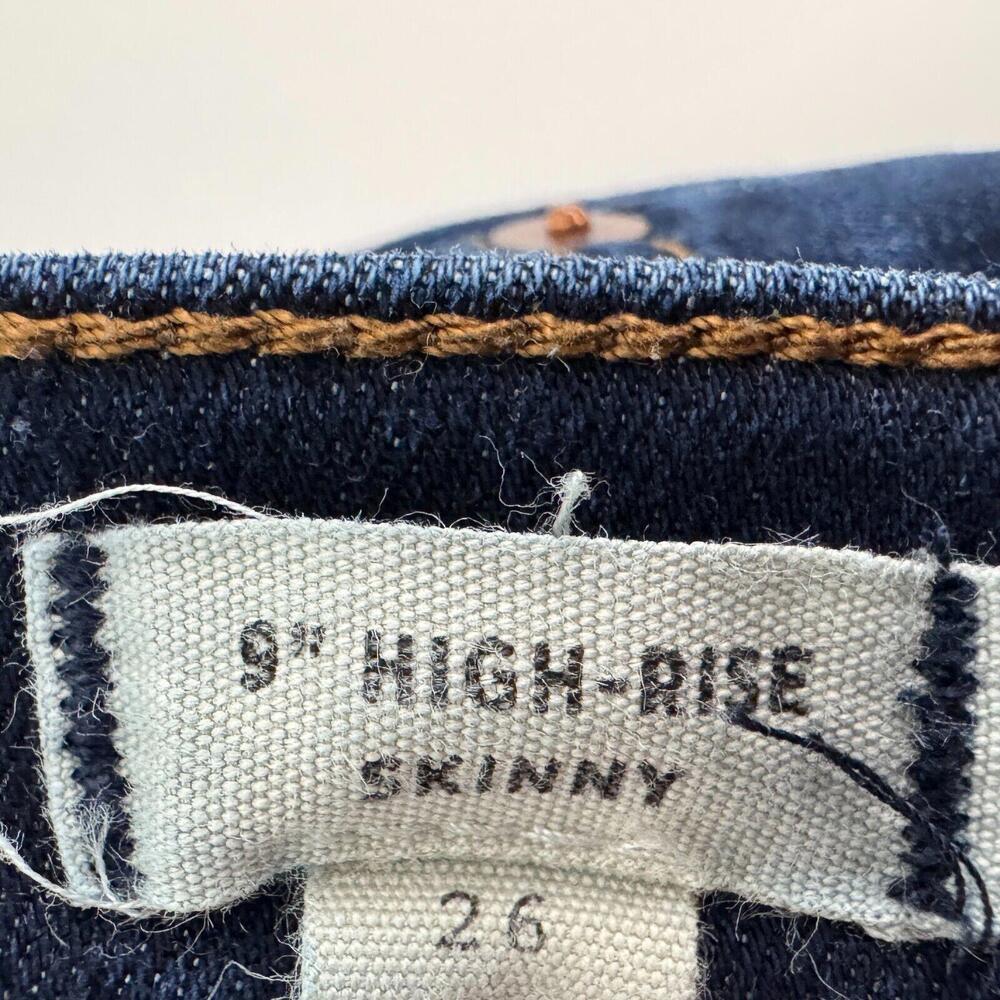 Madewell Women’s Size 26 Dark Blue Stretch Denim 9” High Rise Skinny Jeans - Picture 6 of 11